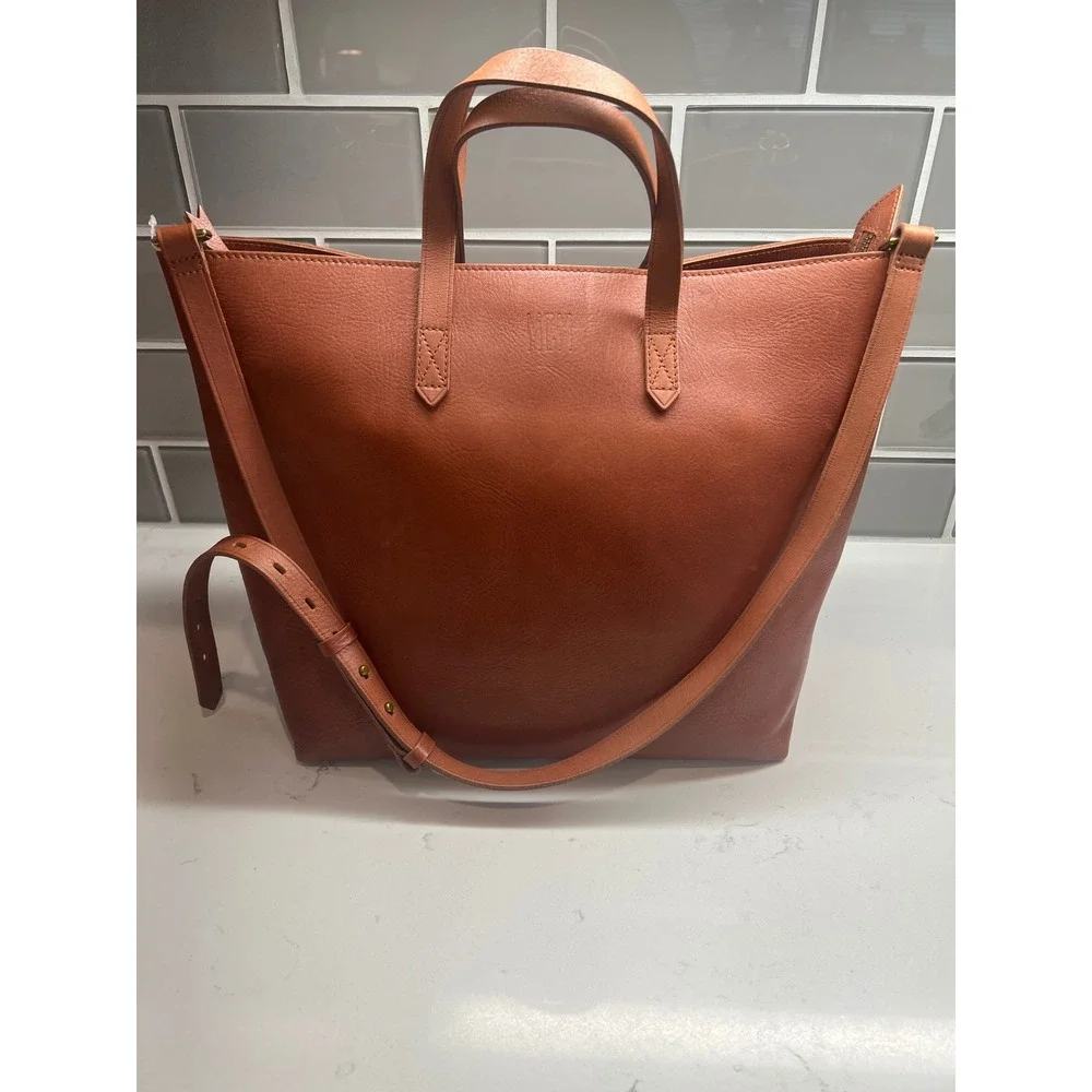 Madewell The Zip-Top Transport Carryall Transport Tote English Saddle Leather